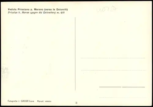 Prissian Panorama Veduta Prissiano p. Merano (verso le Dolomiti) 1970