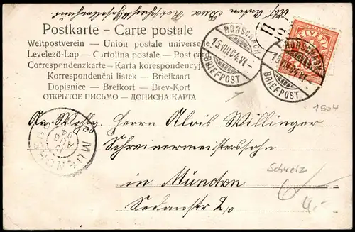 Leben lustige Männer   Bank 1904 Privatfoto  gel Stempel Rorschach Briefpost