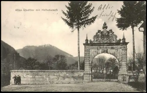 Ansichtskarte Bad Urach Altes Stadttor mit Hohenurach 1907