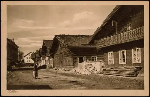 Postcard Wallern (Böhmerwald) Volary Straßenpartie - Mütterchen 1928