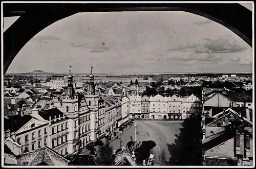 Pardubitz Pardubice Náměstí se Zelené brá 1940  gel. Rot-Blauer Sonderstempel