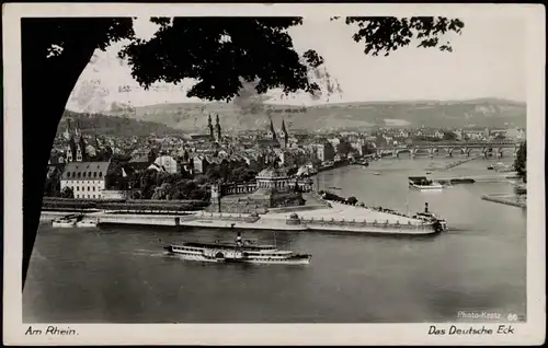 Ansichtskarte Koblenz Deutsches Eck 1938  Bordstempel Dampfer Bismark
