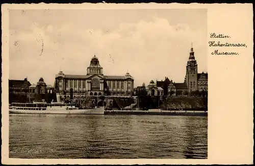 Stettin Szczecin Hakenterrasse/Wały Chrobrego Promenade - Dampfer 1938