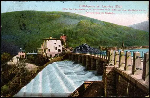 Ansichtskarte Schleiden-Gemünd Urfttalsperre - Überlauf 1918