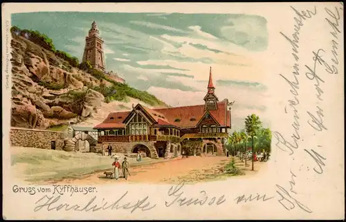 Kelbra (Kyffhäuser) Kyffhäuser - Restaurant Gruss aus - Litho Ak 1903
