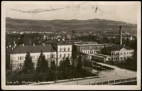Ansichtskarte Linz Panorama-Ansicht mit Allgemeines Krankenhaus 1941