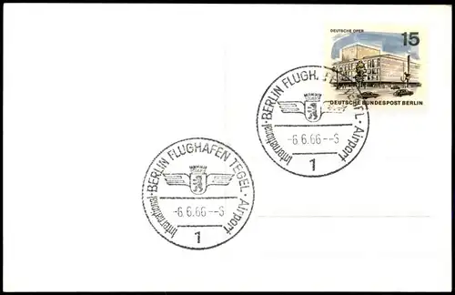 Berlin Briefmarken AK  Sonderstempel Flughafen Tegel  Stempel-Datum 6.6.66