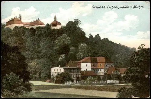 Ansichtskarte Lichtenwalde-Niederwiesa Schloss Lichtenwalde u. Mühle. 1906