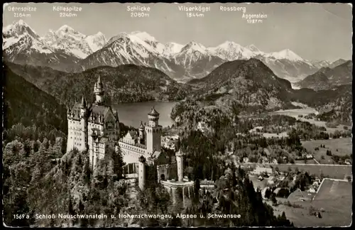 Schwangau Schloß Neuschwanstein u. Hohenschwangau Alpsee und Schwansee 1938