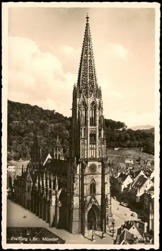 Ansichtskarte Freiburg im Breisgau Münster Außenansicht 1938