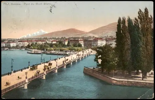 Genf Genève Panorama-Ansicht 750 Genève Pont du Mont Blanc 1909