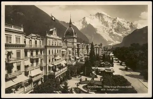 Interlaken Stadtteilansicht Höheweg-Promenade mit Jungfrau 1930