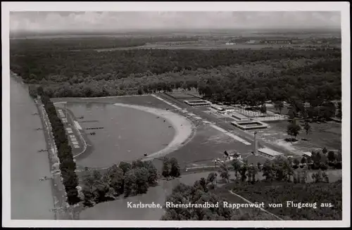 Karlsruhe Luftbild Rheinstrandbad Rappenwört vom Flugzeug aus. 1933