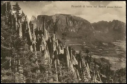 Bozen Bolzano Umlandansicht Piramidi di terra sul Rènon presso Bolzano 1920