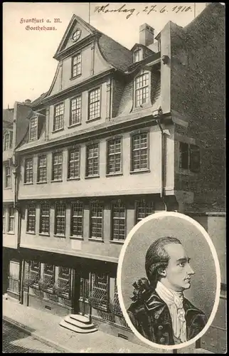 Frankfurt am Main Goethehaus mit Porträt/Bildnis von Goethe 1910