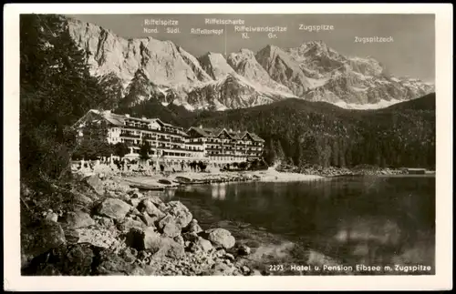 Garmisch-Partenkirchen Hotel u. Pension Eibsee m. Zugspitze 1950