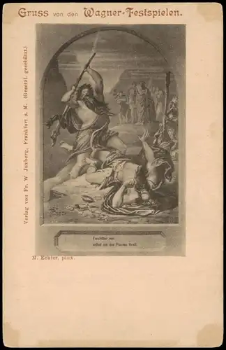 Künstlerkarte M. Echter, pinx. Motiv der Wagner-Festspiele 1900