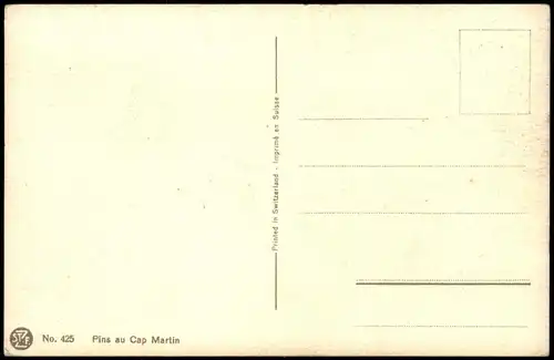 Sign. Künstlerkarte Gemälde Kunstwerk: Pins au Cap Martin 1920