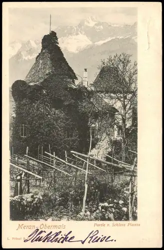 Cartoline Obermais-Meran Maia Alta Merano Partie v. Schloss Planta 1900