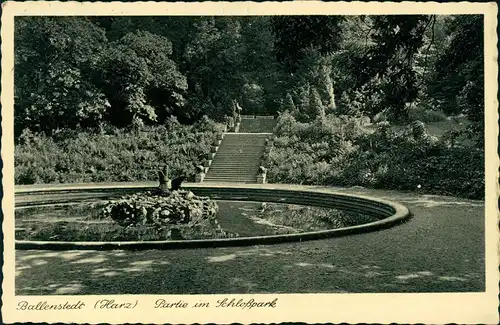 Ansichtskarte Ballenstedt (Harz) Partie im Schloßpark 1938