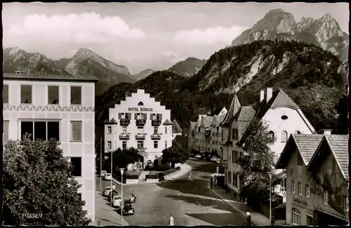 Ansichtskarte Füssen Schulhausplatz mit Sebastianstraße 1961