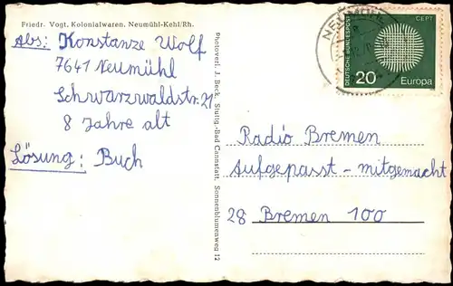 Neumühl-Kehl (Rhein) MB: Fachwerk mit Partie b. Gasthaus zum Pflug Schule 1970