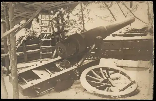 Militär 1.WK Erster Weltkrieg Stellung zerstörtes Großgeschütz 1917 Privatfoto