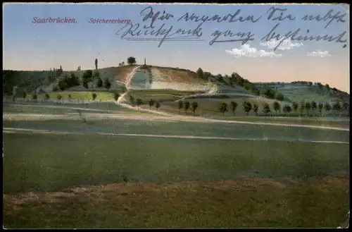 Ansichtskarte Saarbrücken Umlandansicht Spichererberg 1918    Feldpost