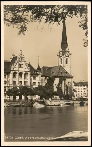 Ansichtskarte Zürich Die Fraumünsterkirche 1929