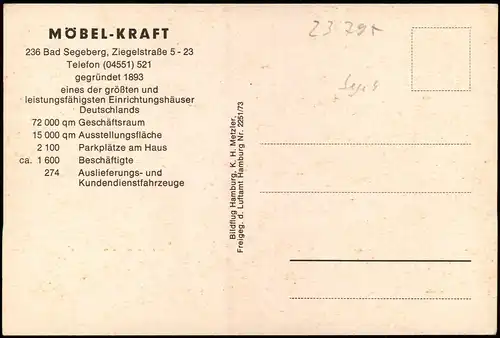 Ansichtskarte Bad Segeberg Luftbild MÖBEL-KRAFT 1972