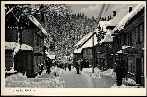 Ansichtskarte Altenau-Clausthal-Zellerfeld Straße im Winter 1956