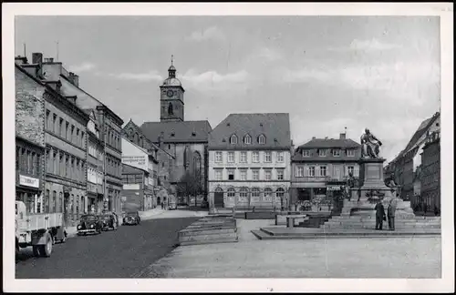 Ansichtskarte Schweinfurt Marktplatz mit Rückert-Denkmal 1956