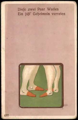 Ansichtskarte  Künstlerkarte: Waden als "Enten-Schnauze" 1920