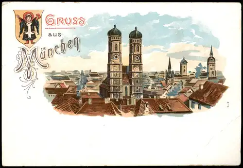 Ansichtskarte München Frauenkirche, Stadt-Panorama 1900