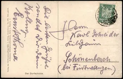 Ansichtskarte  Der Dorfschulze. Trachten/Typen Künstlerkarte 1925