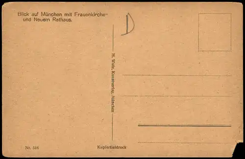 München Panorama-Ansicht Blick mit Frauenkirche und Neuem Rathaus. 1930