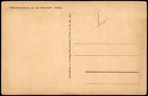 Ansichtskarte Chiemsee FISCHERHAUS auf der FRAUEN-INSEL 1930