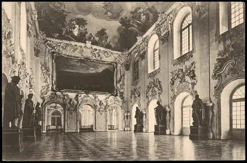 Oberschleißheim KGL. SCHLOSS GEMÄLDE-GALERIE VORSAAL GEGEN DAS TREPPENHAUS 1910