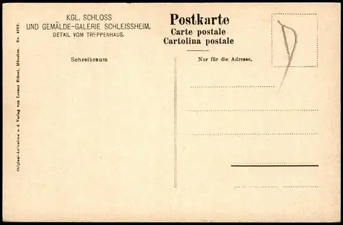 Oberschleißheim KGL. SCHLOSS GEMÄLDE-GALERIE DETAIL VOM TREPPENHAUS 1910