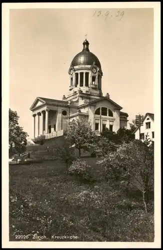 Ansichtskarte Zürich Partie an der Kreuzkirche 1929