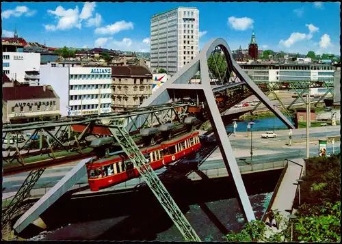 Ansichtskarte Wuppertal Stadtmitte, Schwebebahn 1969