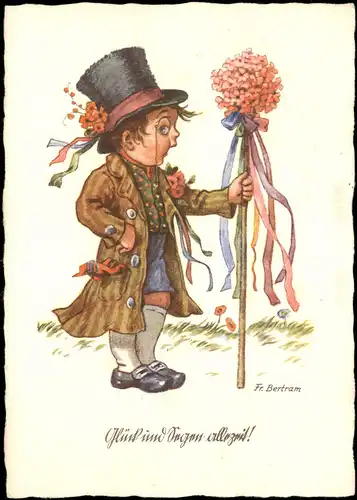 Ansichtskarte  Künstlerkarte Glück und Segen allezeit! Junge in Tracht 1938