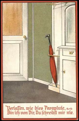 Verlassen, wie dies Parapluie, Bin ich von... Künstlerkarte 1922