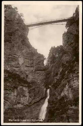 Ansichtskarte Schwangau Marienbrücke mit Pöllatfall. 1928