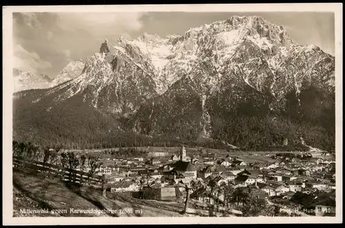 Ansichtskarte Mittenwald Blick auf die Stadt - Fotokarte 1938