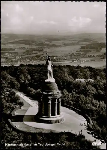 Ansichtskarte Hiddesen-Detmold Hermannsdenkmal Luftbild Fotokarte 1962