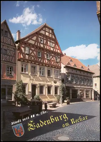 Ladenburg (Neckar) Strassen Partie am Gasthaus Goldenen Löwen, Geschäfte 1980