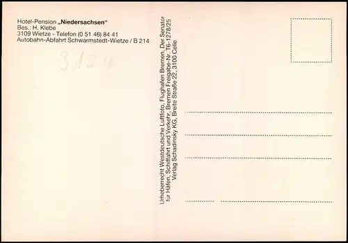 Wietze Gast- und Pensionshaus Hotel-Pension Niedersachsen (Luftaufnahme) 1960