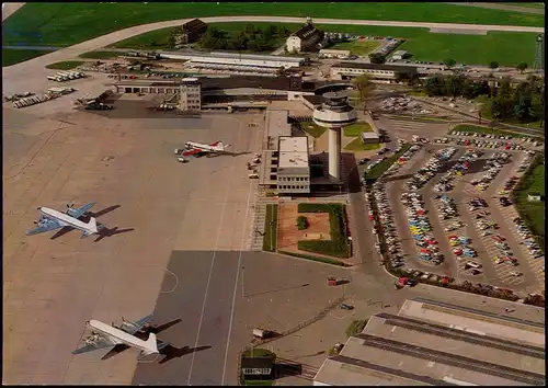 Ansichtskarte Hannover Flughafen Airport vom Flugzeug aus Luftaufnahme 1970
