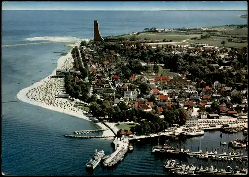 Ansichtskarte Laboe Marinedenkmal und Gesamtansicht vom Flugzeug aus 1970